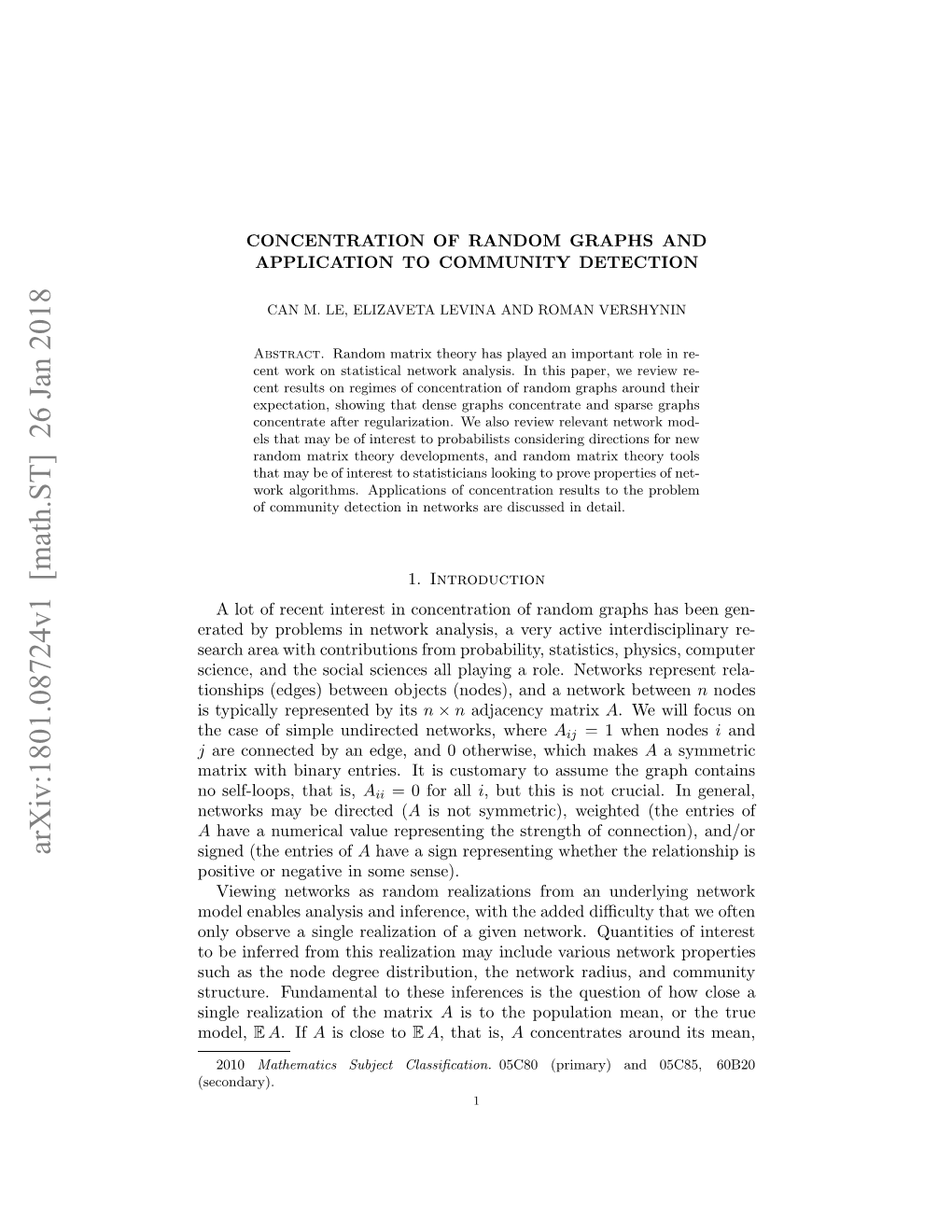 Arxiv:1801.08724V1 [Math.ST] 26 Jan 2018 Model, Oiieo Eaiei Oesense)