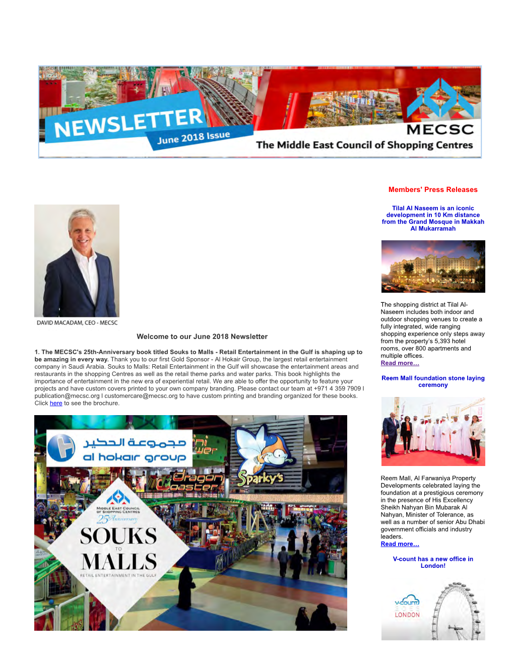 Our June 2018 Newsletter Members' Press Releases