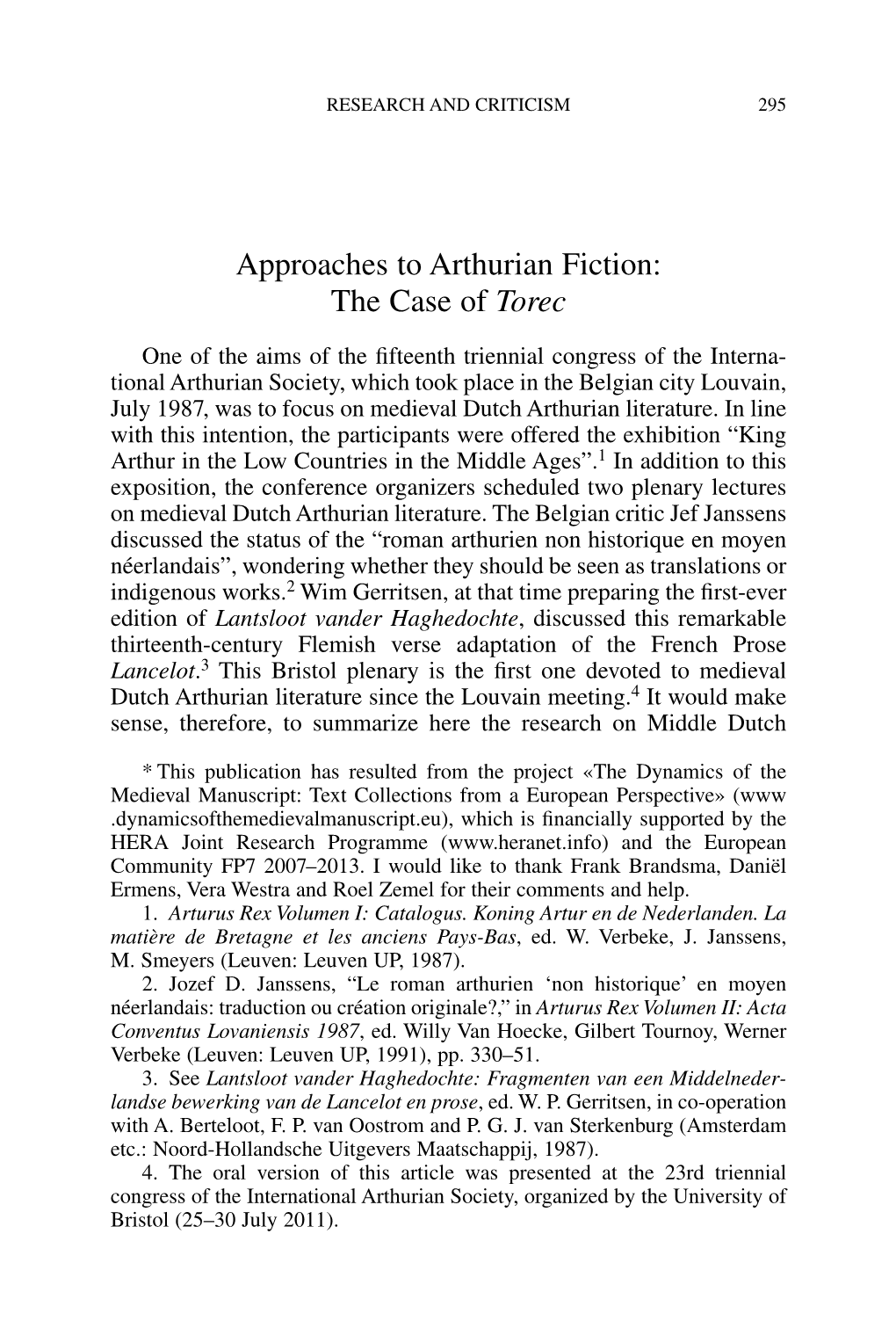 Approaches to Arthurian Fiction: the Case of Torec