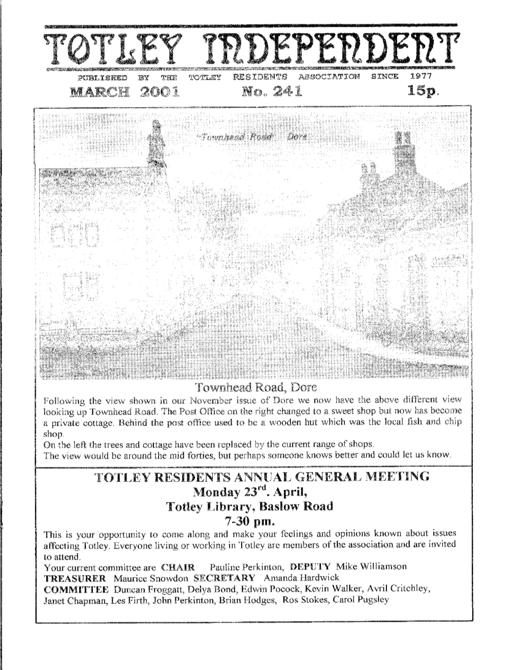 Townhead Road, Dore Following the View Shown in Our November Issue of Dore We Now Have the Above Different View Looking up Townhead Road