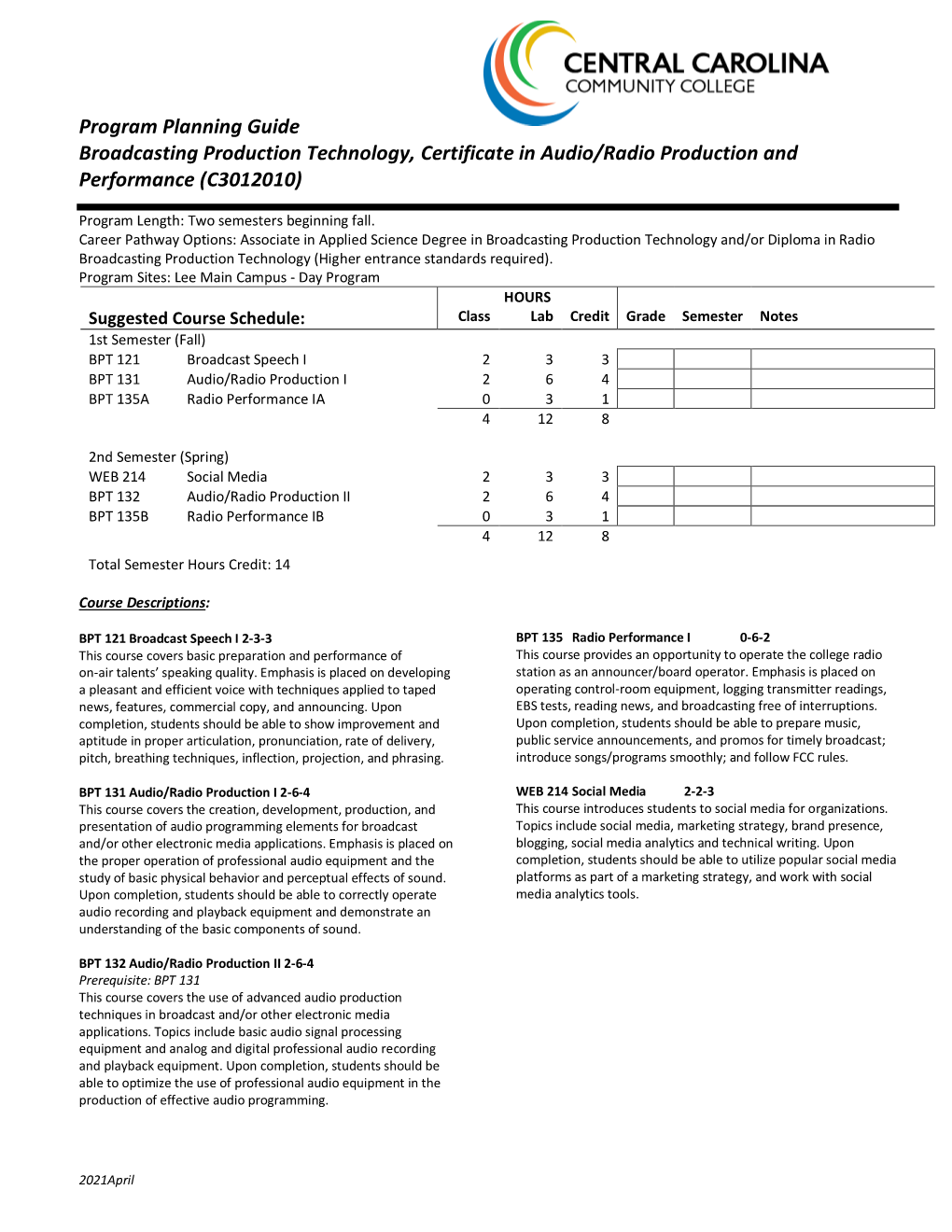 Certificate in Audio/Radio Production and Performance (C3012010)