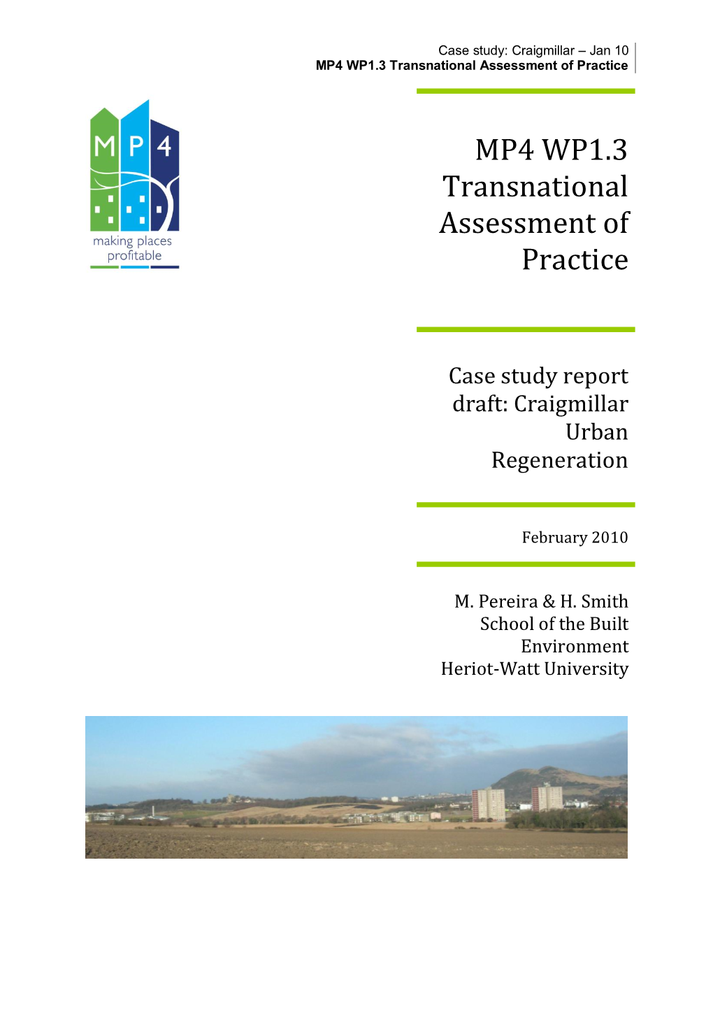 Craigmillar – Jan 10 MP4 WP1.3 Transnational Assessment of Practice
