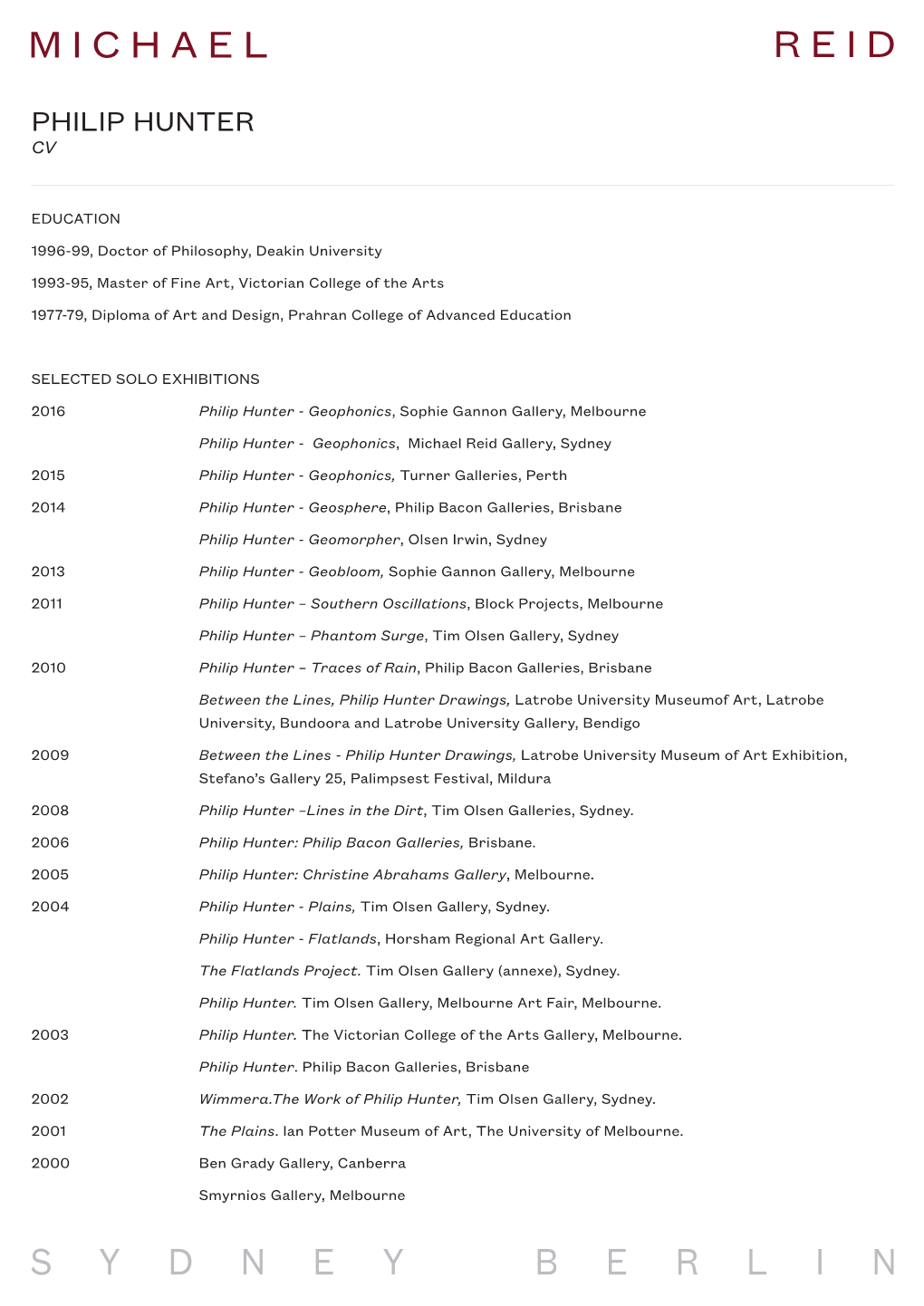 Philip Hunter Cv