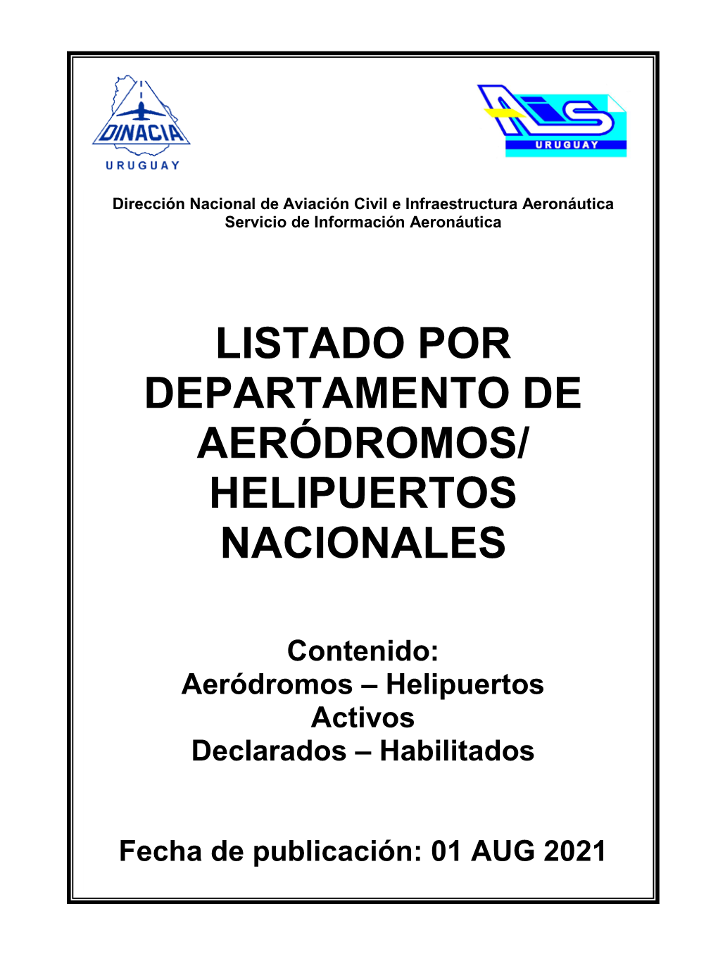 Listado Por Departamento De Aeródromos