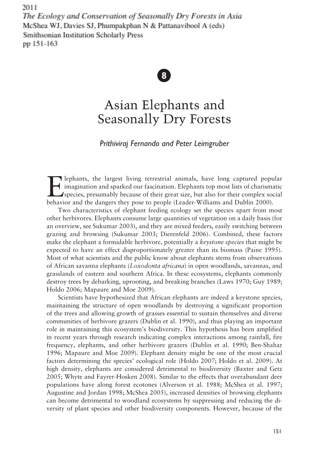 Asian Elephants and Seasonally Dry Forests