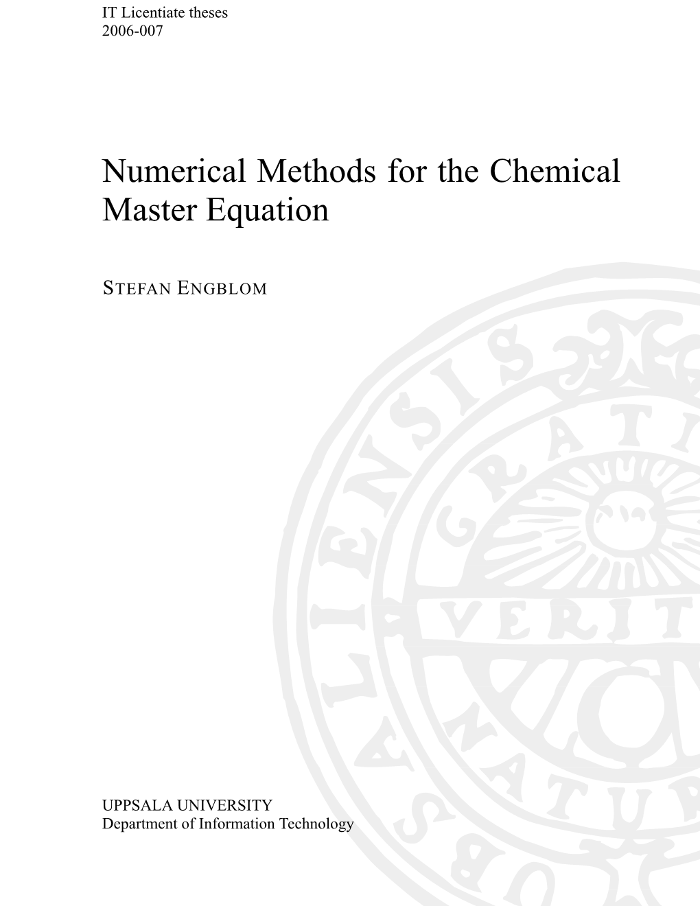 Numerical Methods for the Chemical Master Equation