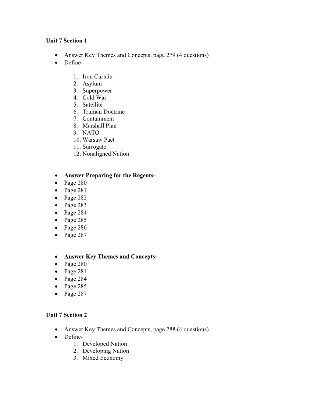 Unit 7 Section 1 • Answer Key Themes and Concepts, Page 279 (4