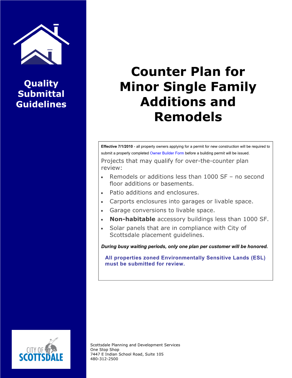 Submittal Packet for Minor SFR Remodel/Addition