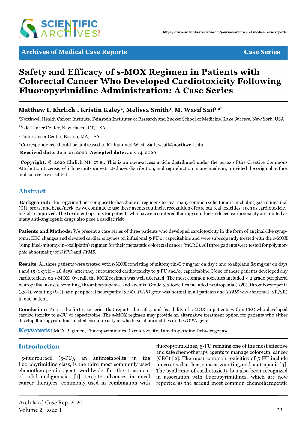 Safety and Efficacy of S-MOX Regimen in Patients with Colorectal Cancer Who Developed Cardiotoxicity Following Fluoropyrimidine Administration: a Case Series