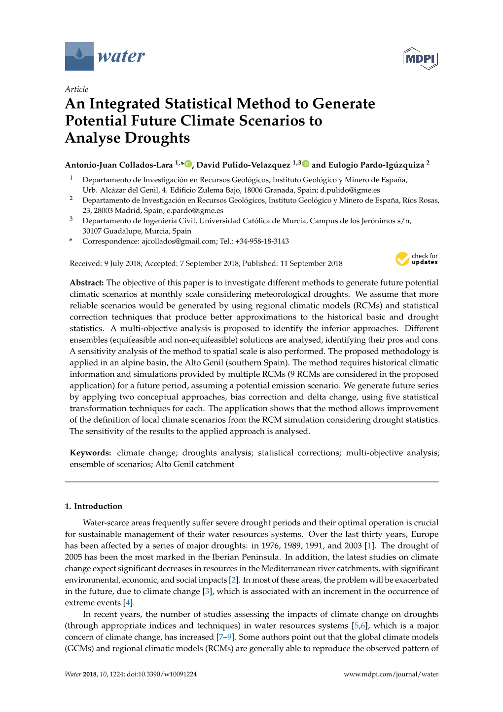 An Integrated Statistical Method to Generate Potential Future Climate Scenarios to Analyse Droughts