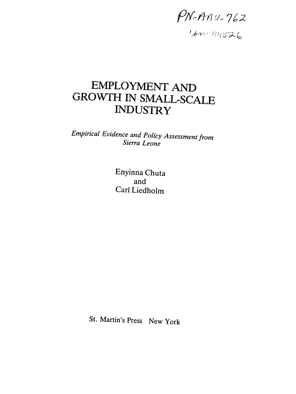 Employment and Growth in Small-Scale Industry