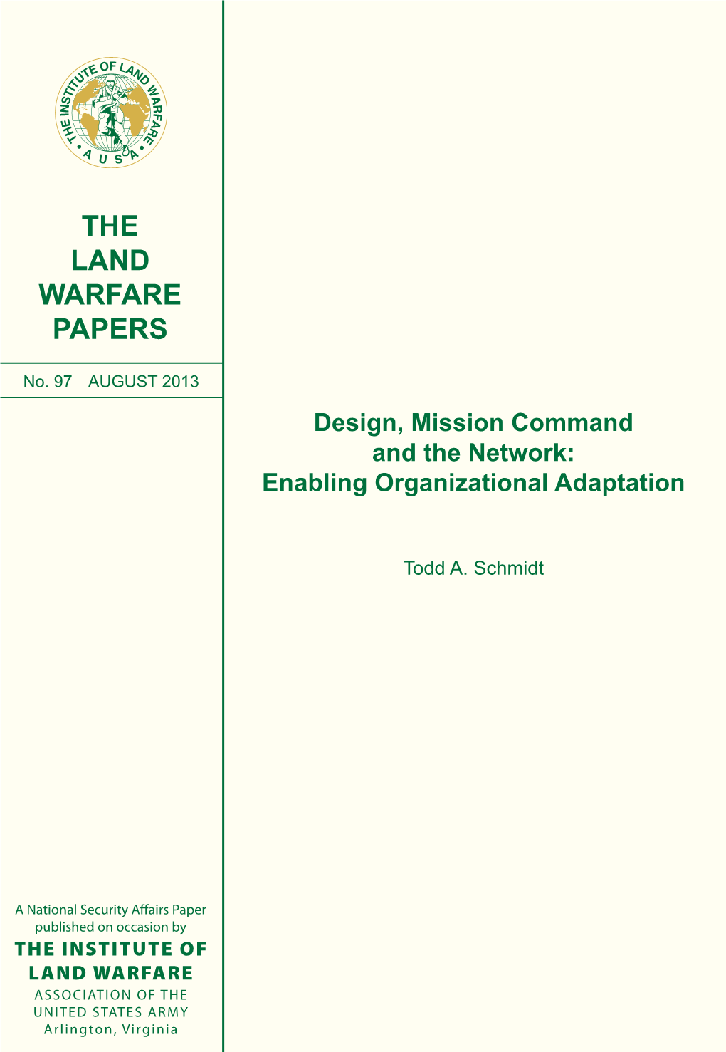 Design, Mission Command and the Network: Enabling Organizational Adaptation