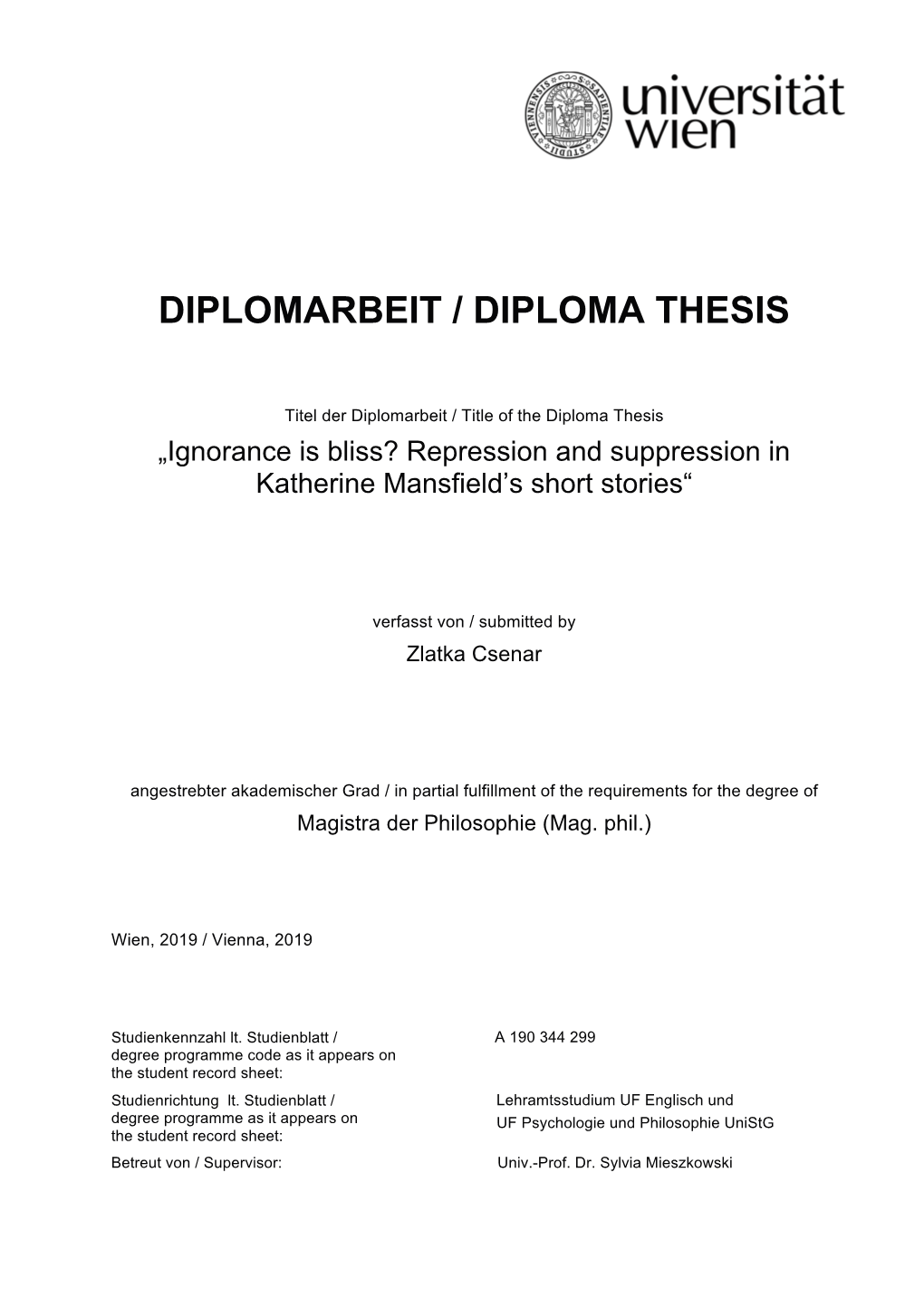 Diplomarbeit / Diploma Thesis