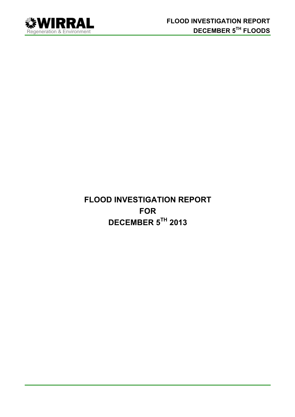 Flood Investigation Report for December 5Th 2013