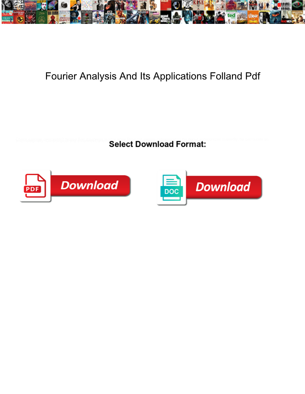 Fourier Analysis and Its Applications Folland Pdf