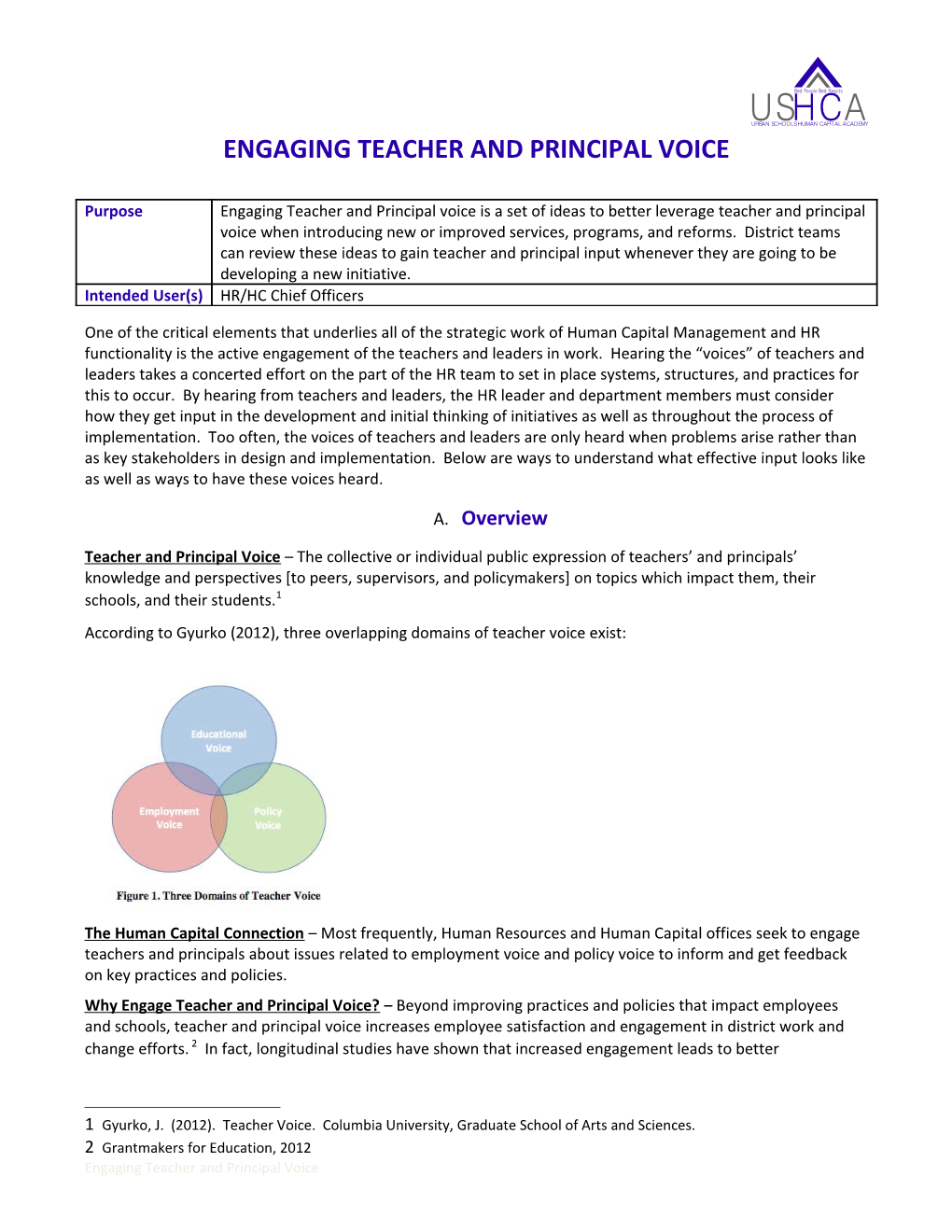 Engaging Teacher and Principal Voice