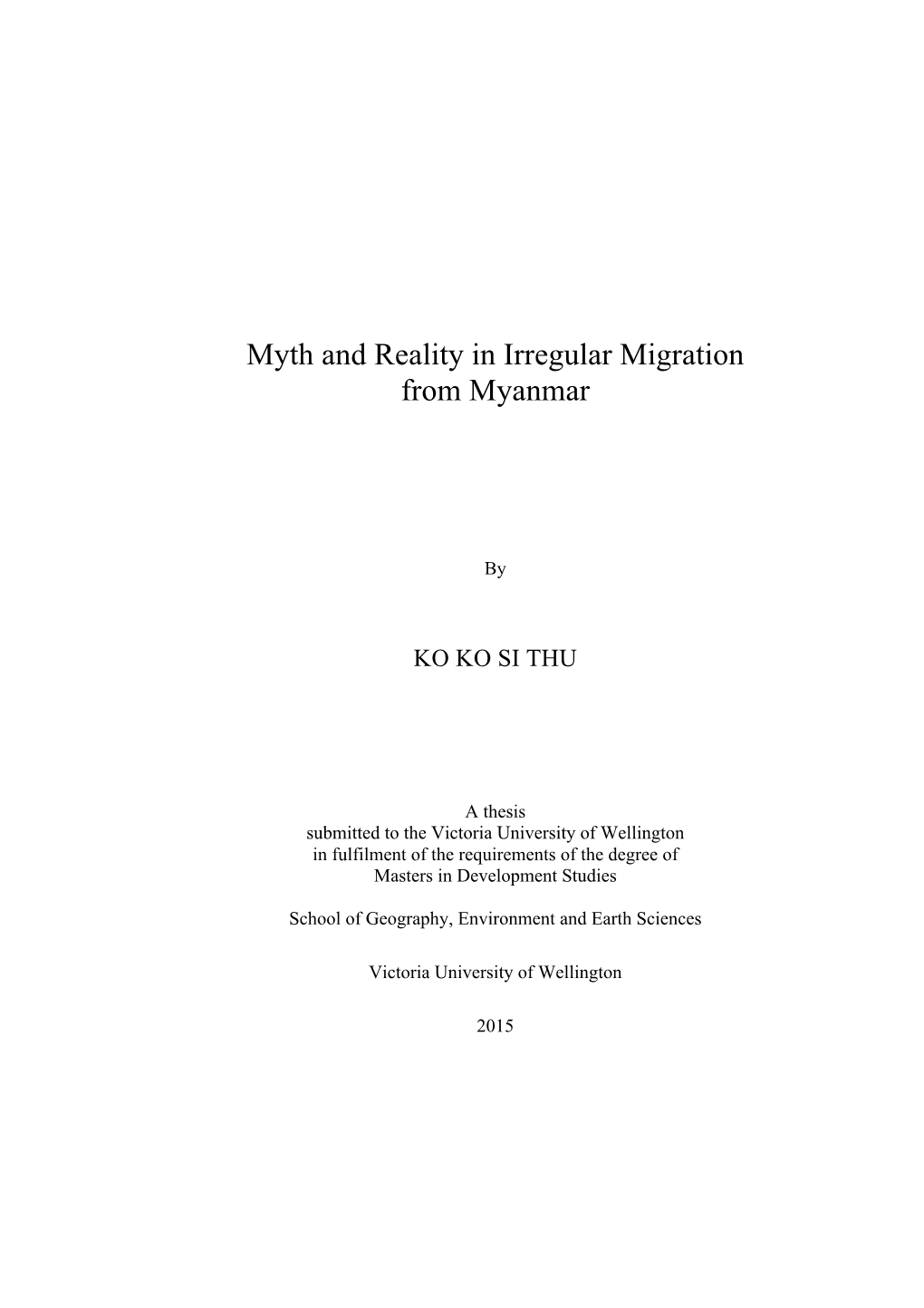 Myth and Reality in Irregular Migration from Myanmar