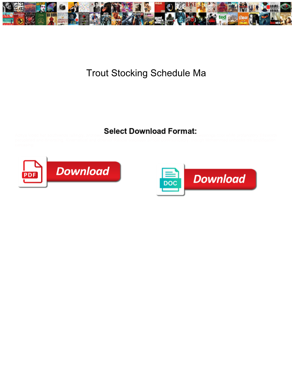 Trout Stocking Schedule Ma