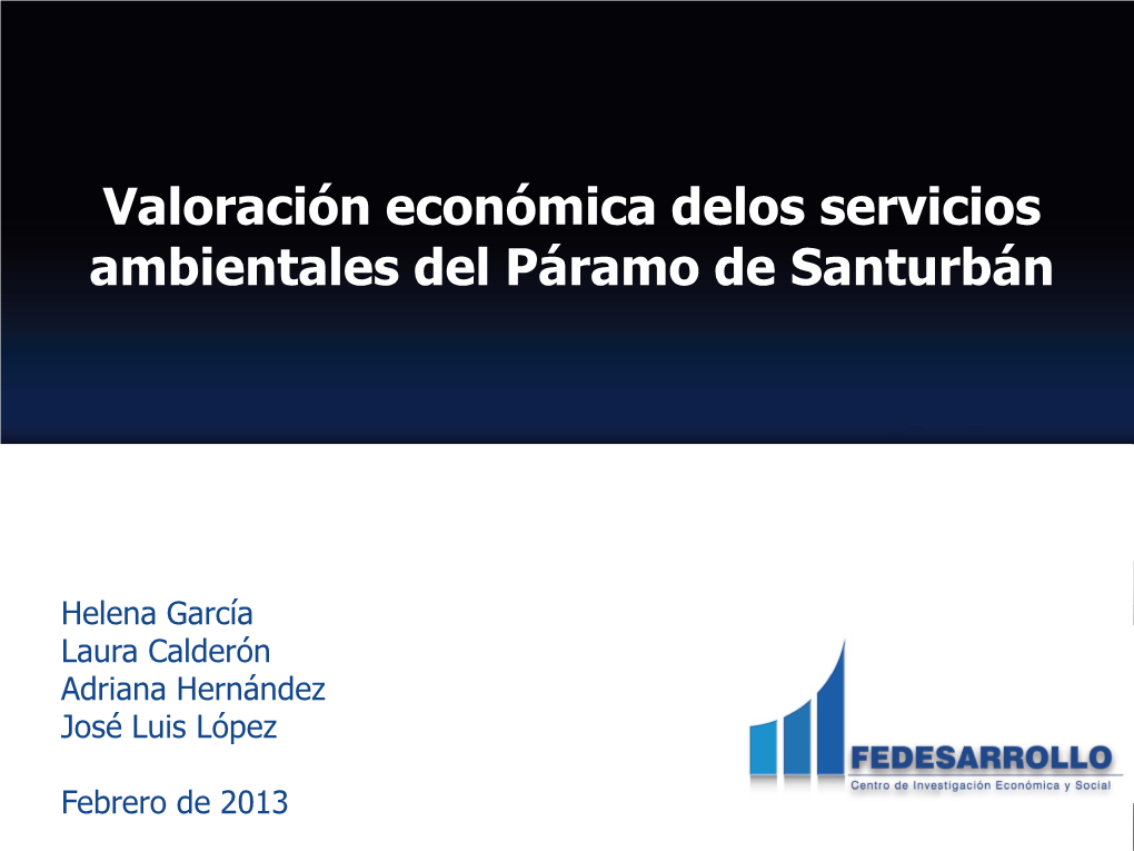 Valoración Económica Delos Servicios Ambientales Del Páramo De Santurbán