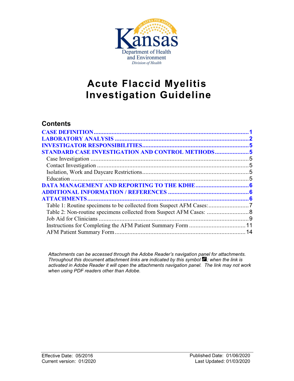 Acute Flaccid Myelitis Investigation Guideline