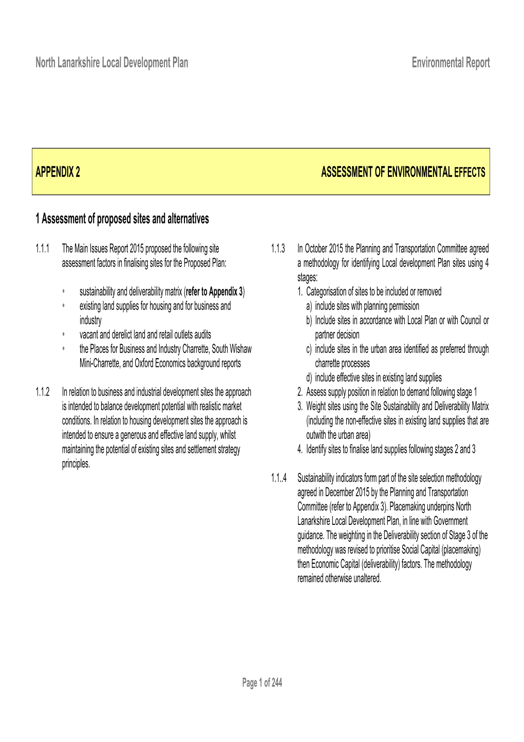 North Lanarkshire Local Development Plan Environmental Report