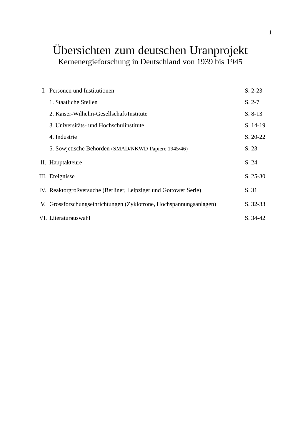 Übersichten Zum Deutschen Uranprojekt Kernenergieforschung in Deutschland Von 1939 Bis 1945