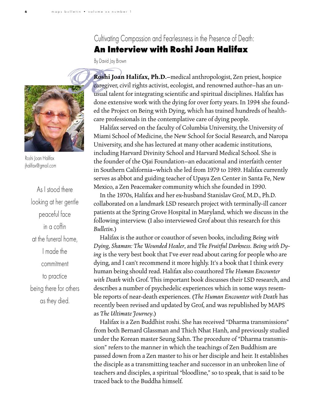 An Interview with Roshi Joan Halifax by David Jay Brown