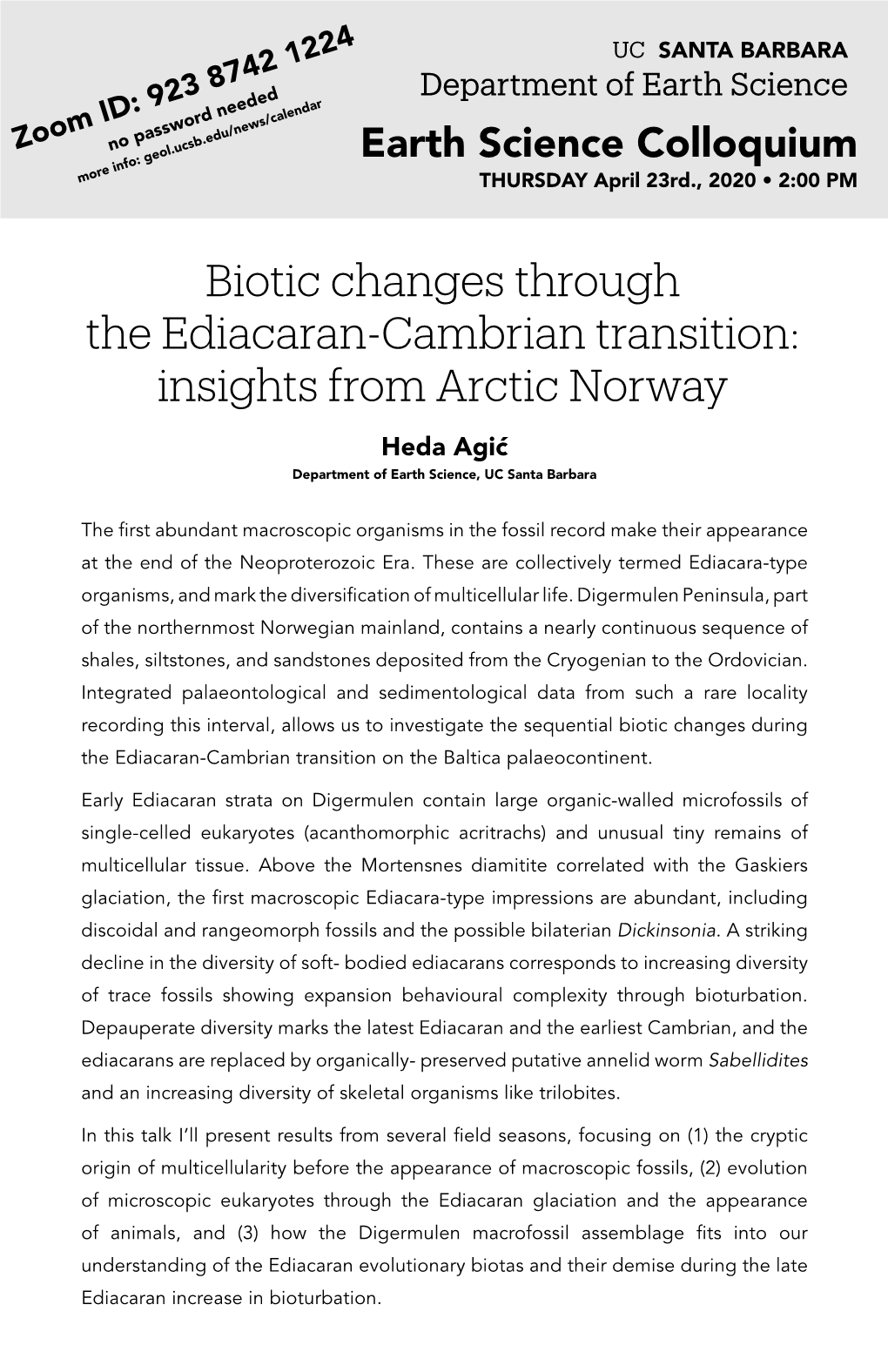 Biotic Changes Through the Ediacaran-Cambrian Transition: Insights from Arctic Norway