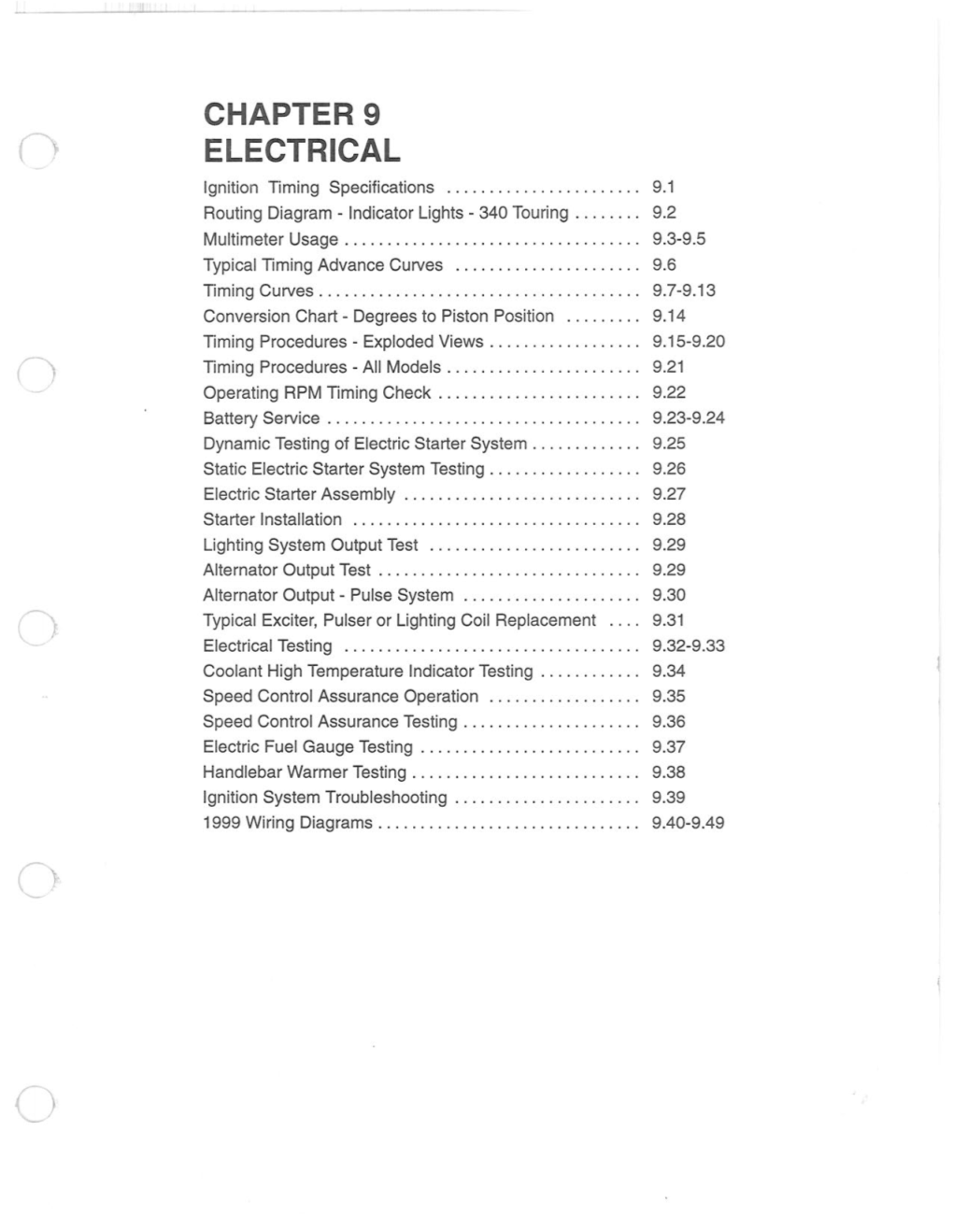 ELECTRICAL Ignition Timing Specifications