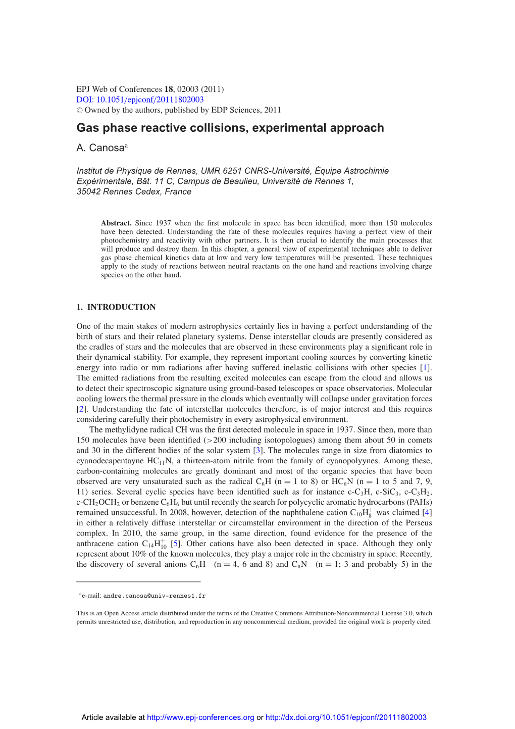 Gas Phase Reactive Collisions, Experimental Approach