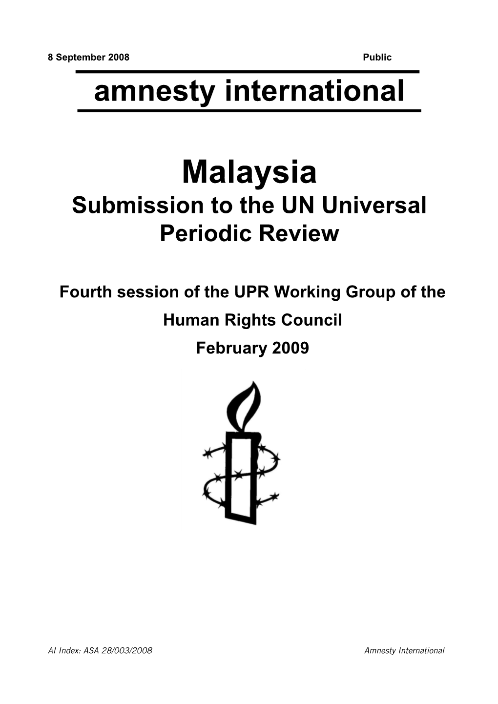 Amnesty International Submission to the UN Universal Periodic Review 2