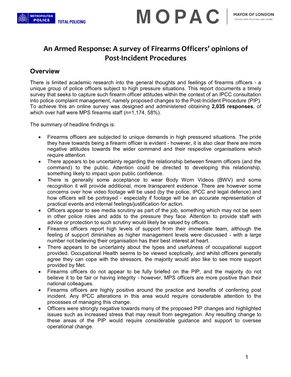 An Armed Response: a Survey of Firearms Officers' Opinions of Post