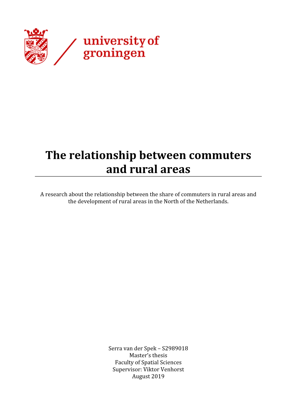 The Relationship Between Commuters and Rural Areas