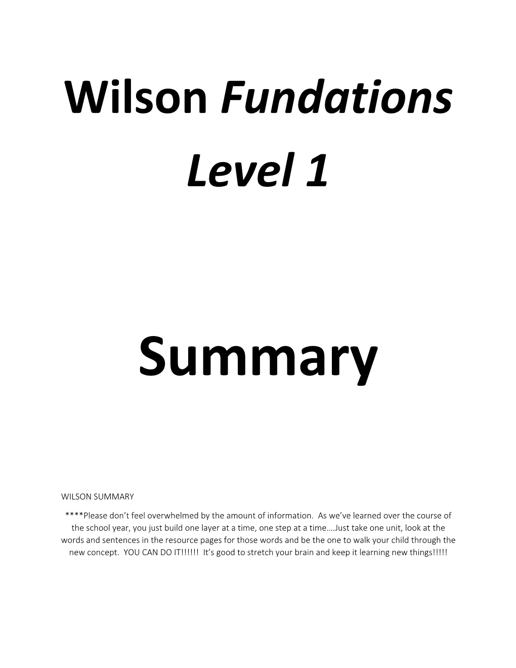 Wilson Fundations Level 1