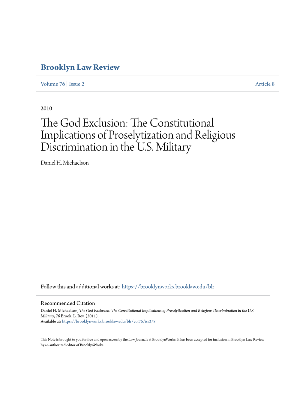 The Constitutional Implications of Proselytization and Religious Discrimination in the U.S