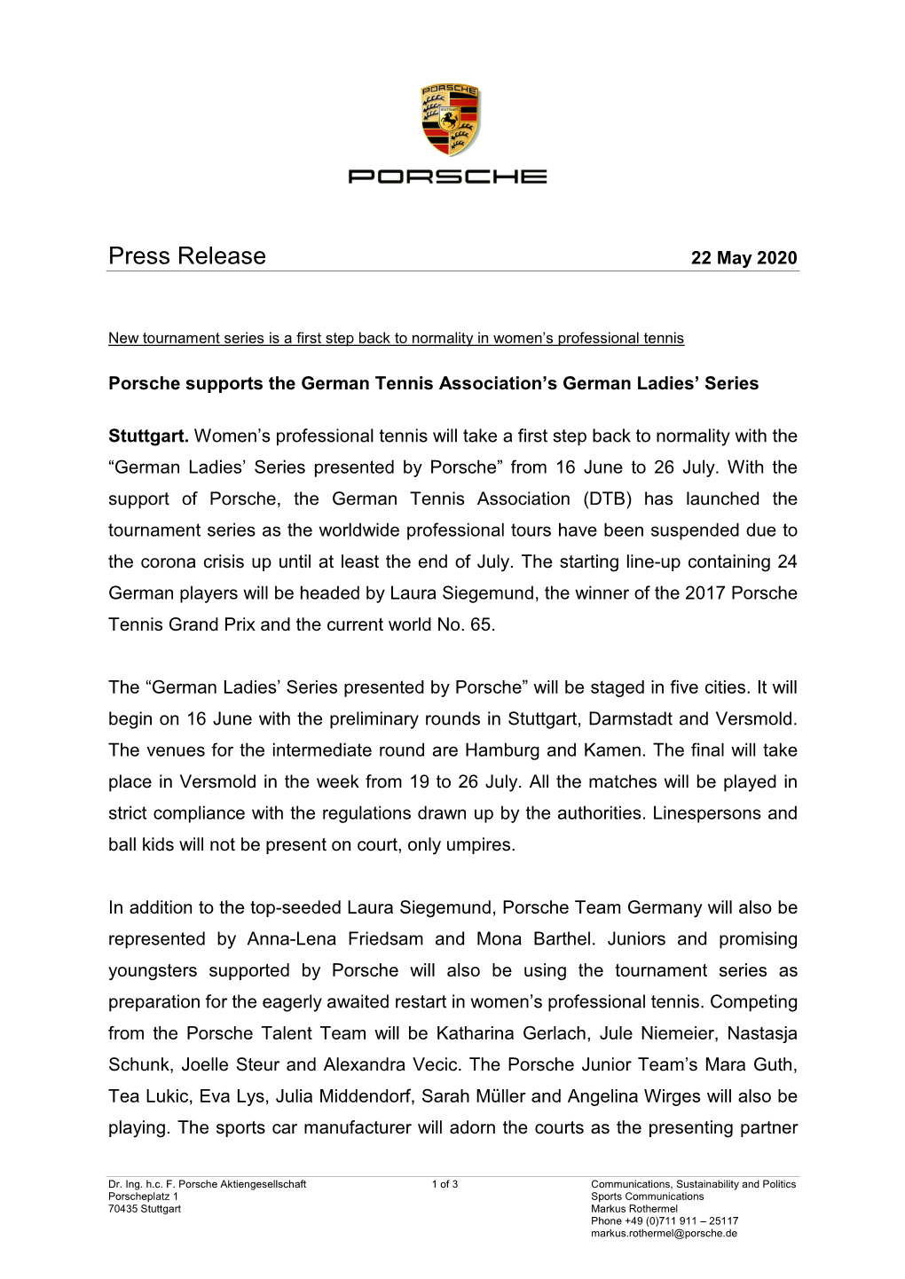 Press Release 22 May 2020