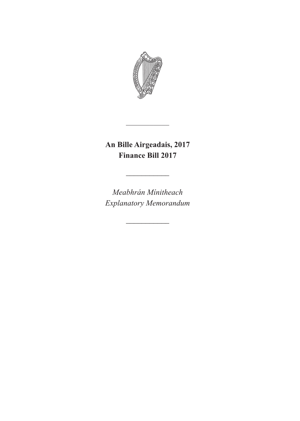 Finance Bill 2017 Explanatory Memorandum