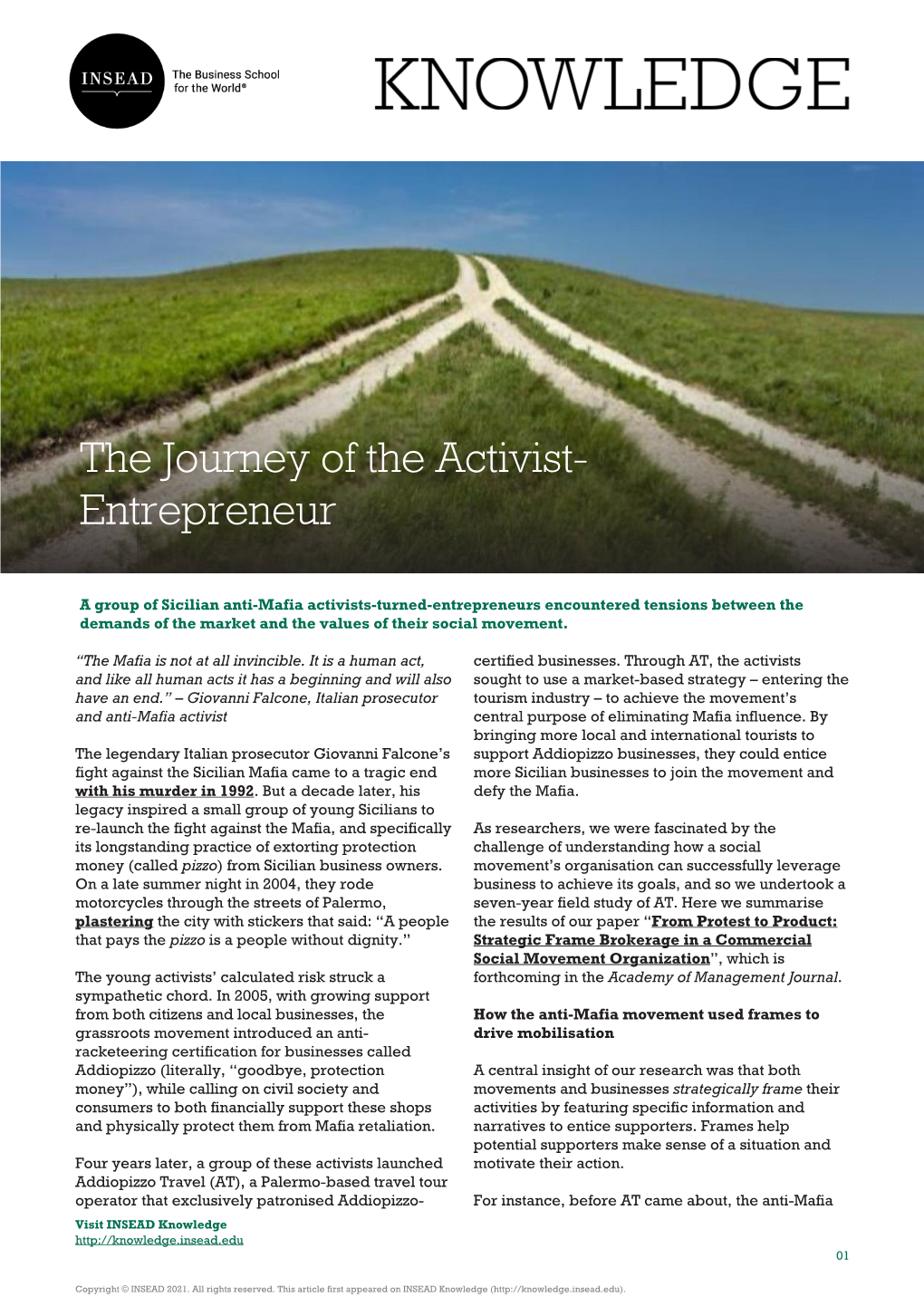 The Journey of the Activist-Entrepreneur