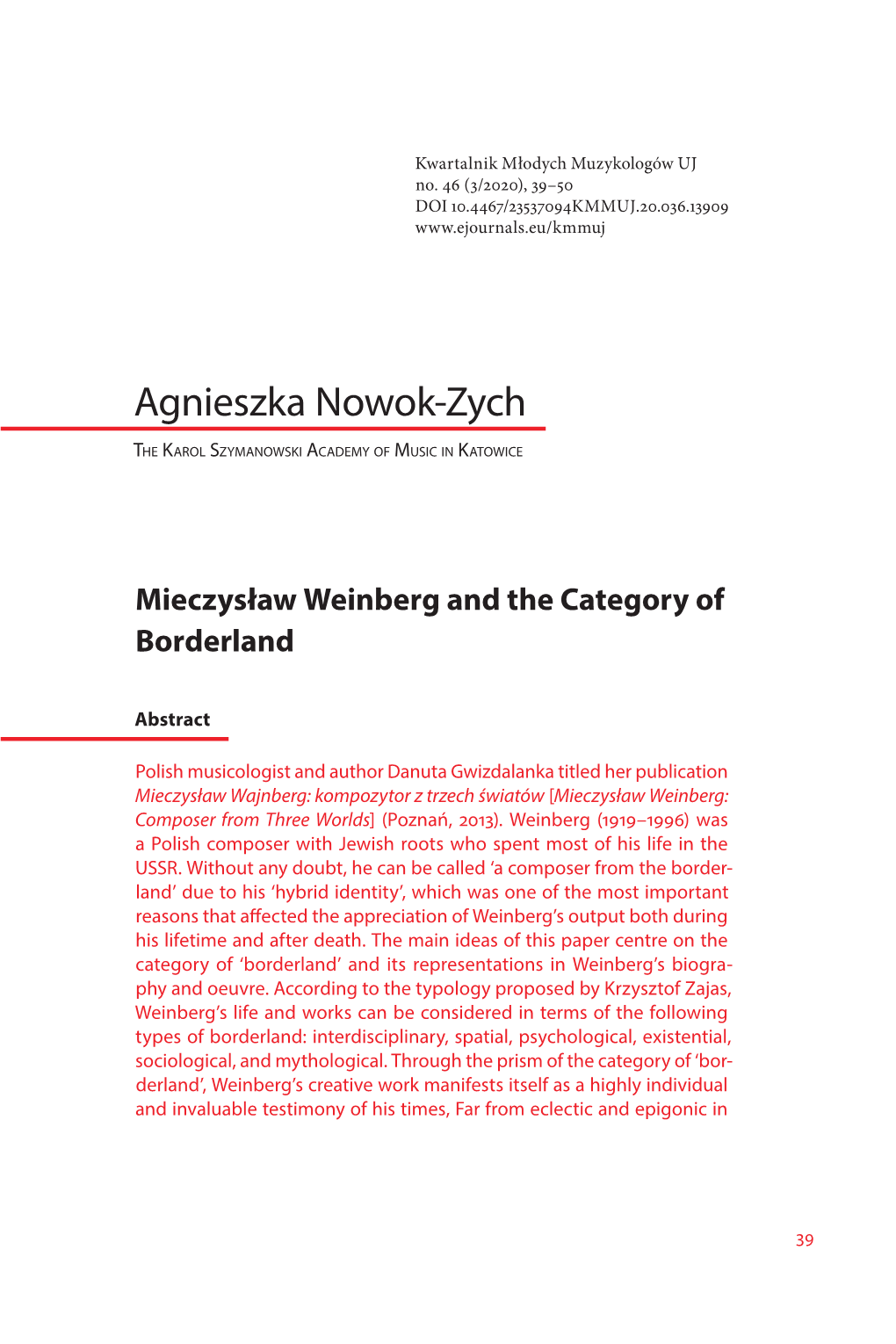 Mieczysław Weinberg and the Category of Borderland