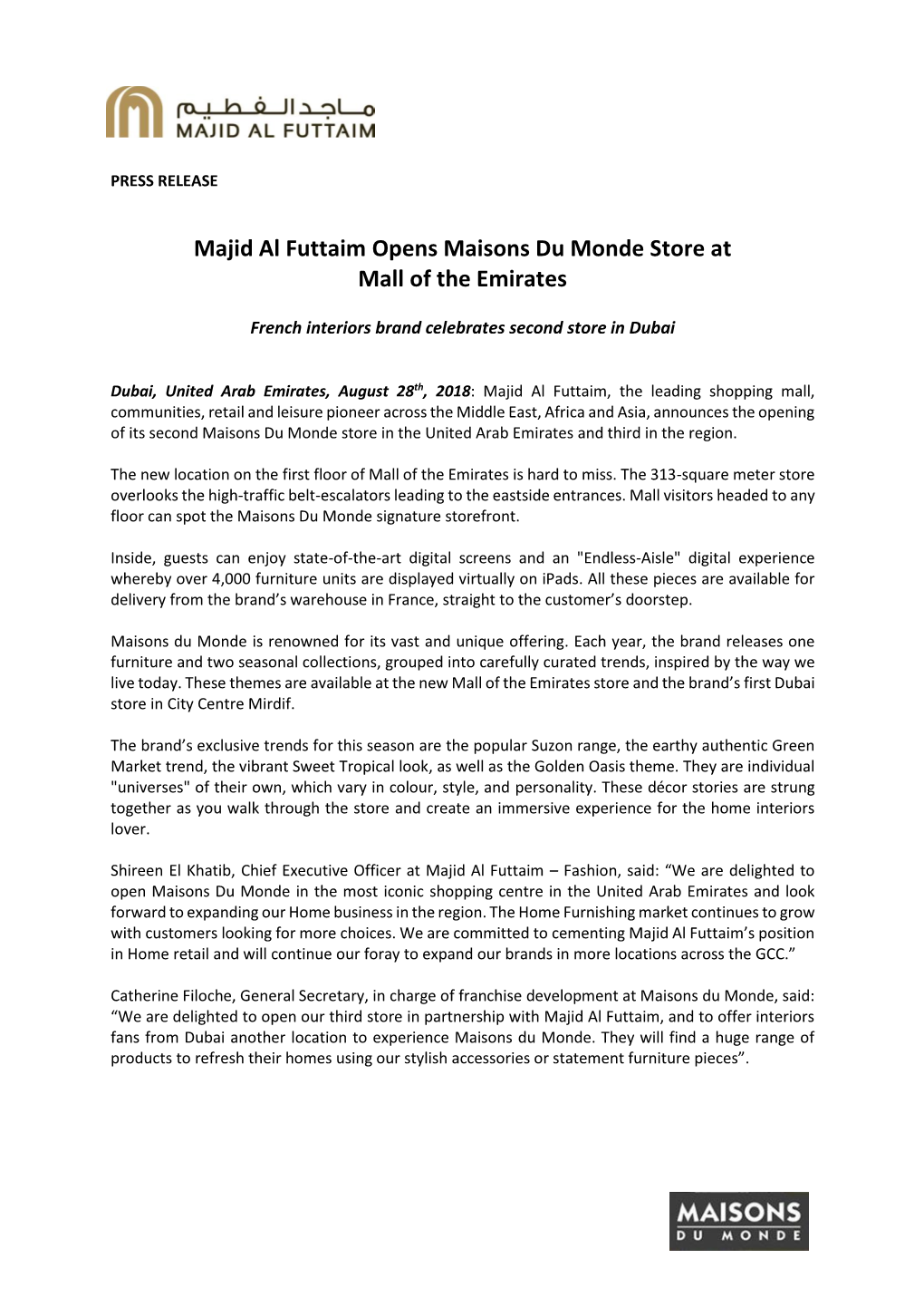MAF Press Release