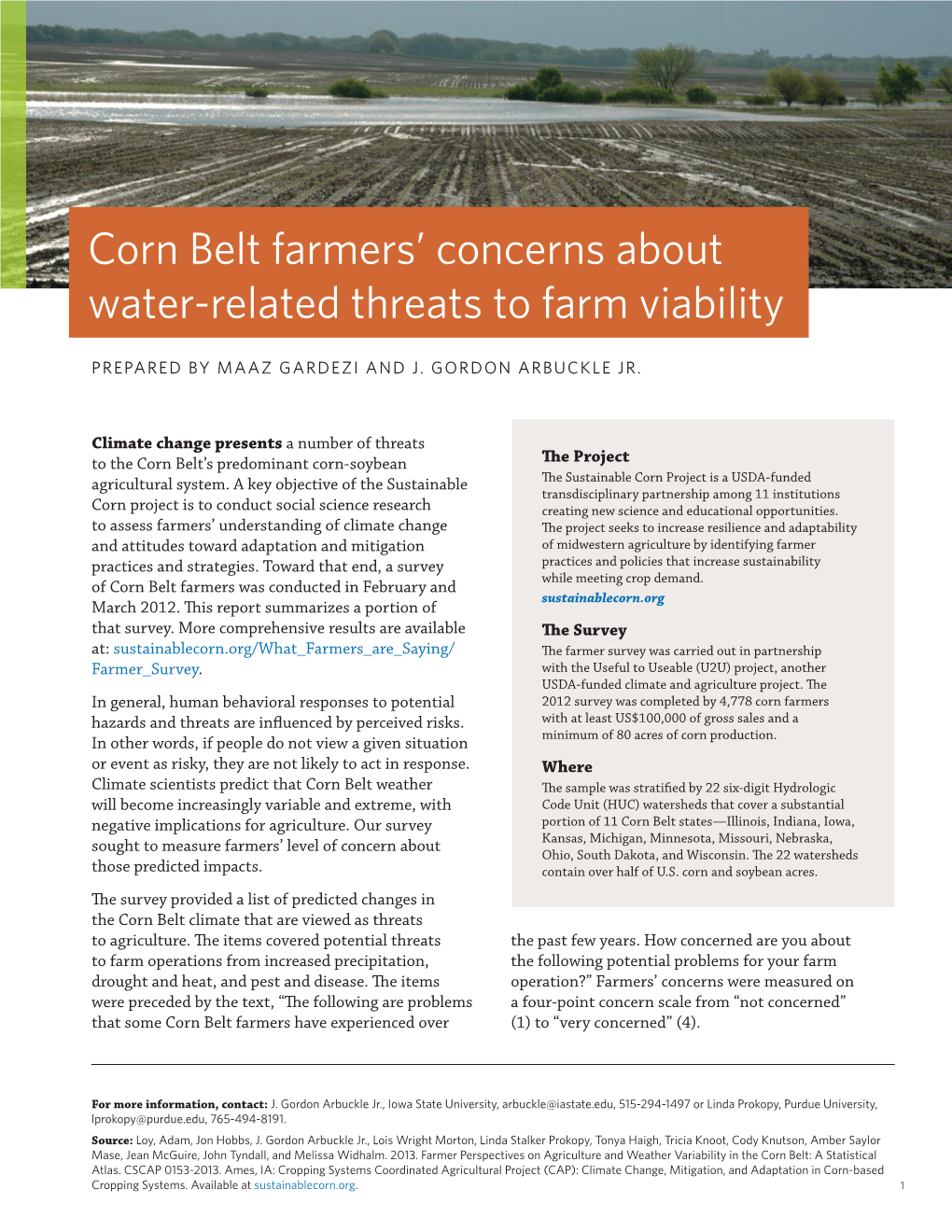 Corn Belt Farmers' Concerns About Water-Related Threats to Farm Viability