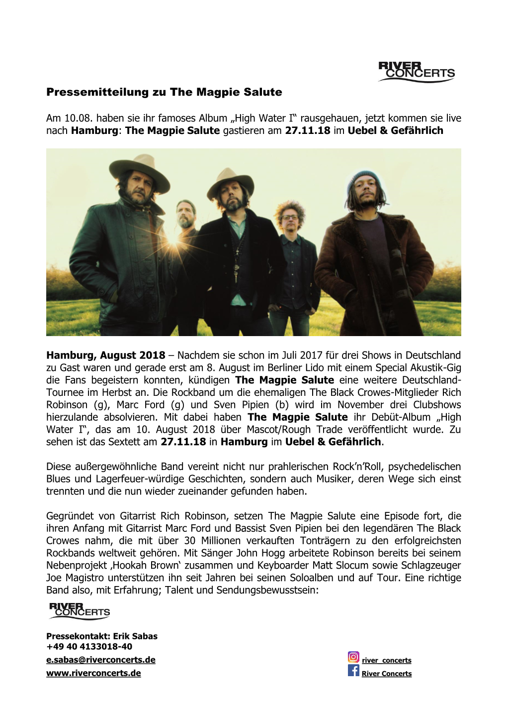 Pressemitteilung Zu the Magpie Salute