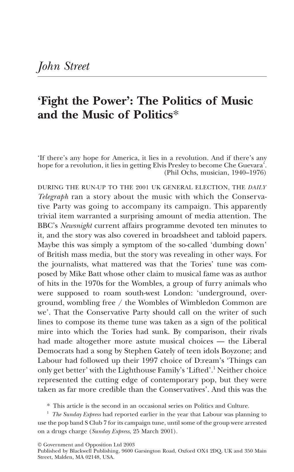 Fight the Power the Politics of Music.Pdf