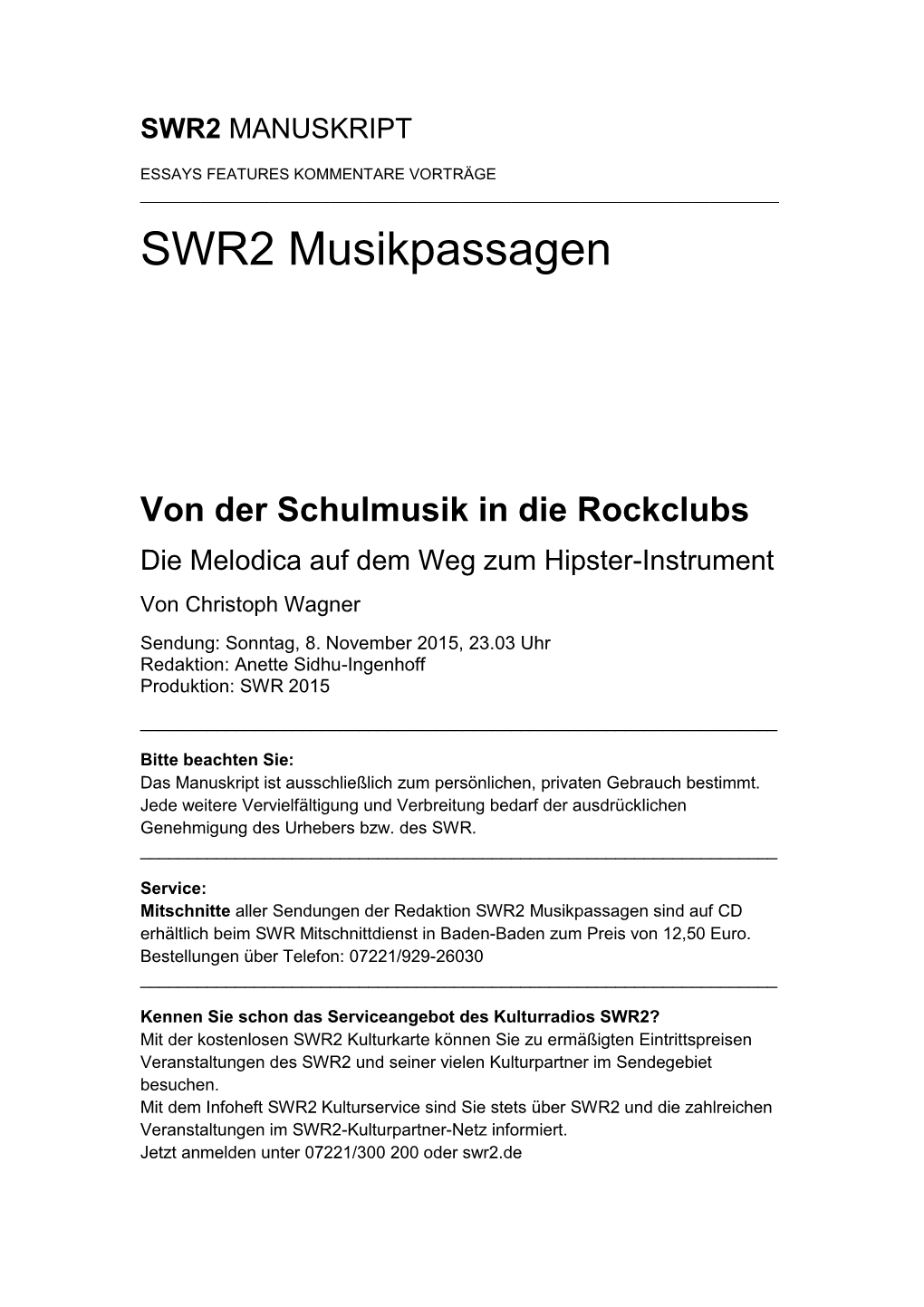 SWR2 Musikpassagen