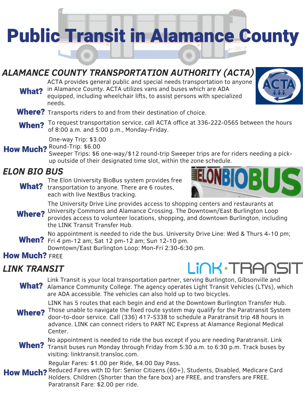 Public Transit in Alamance County