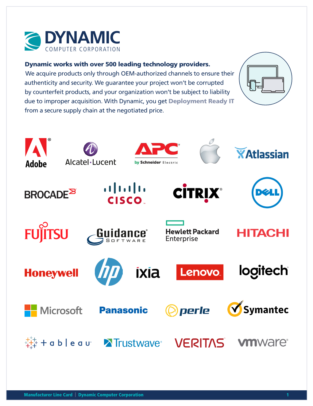 Dynamic Works with Over 500 Leading Technology Providers. We Acquire Products Only Through OEM-Authorized Channels to Ensure Their Authenticity and Security