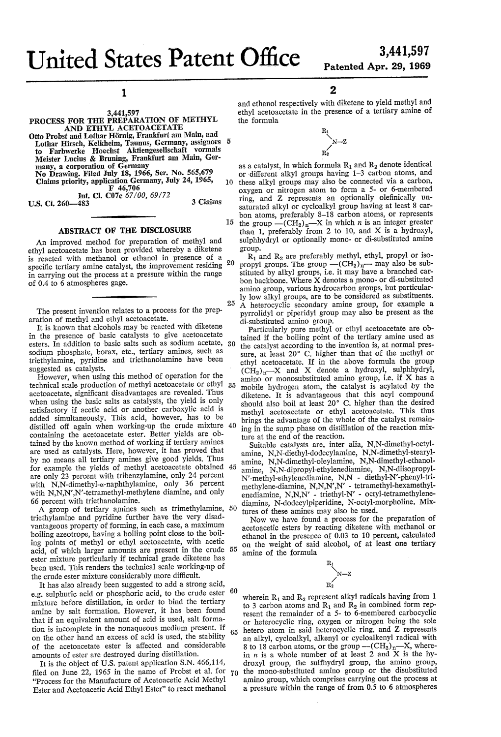 United States Patent Office Patented Apr