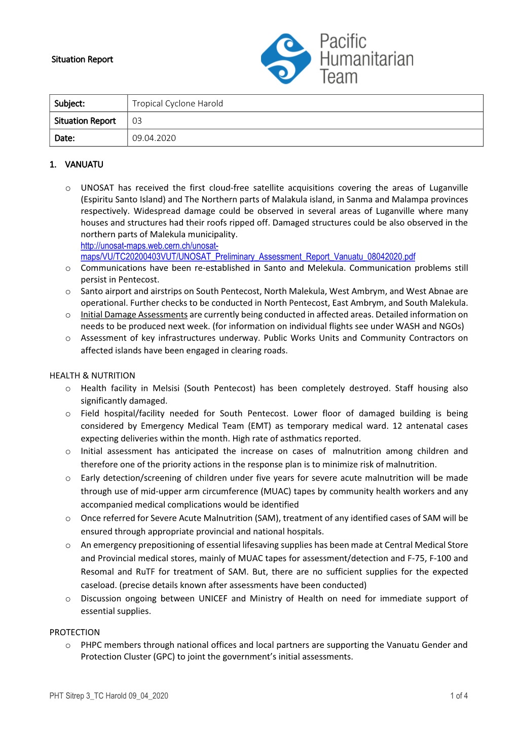 Tropical Cyclone Harold Situation Report 03 Date: 09.04.2020