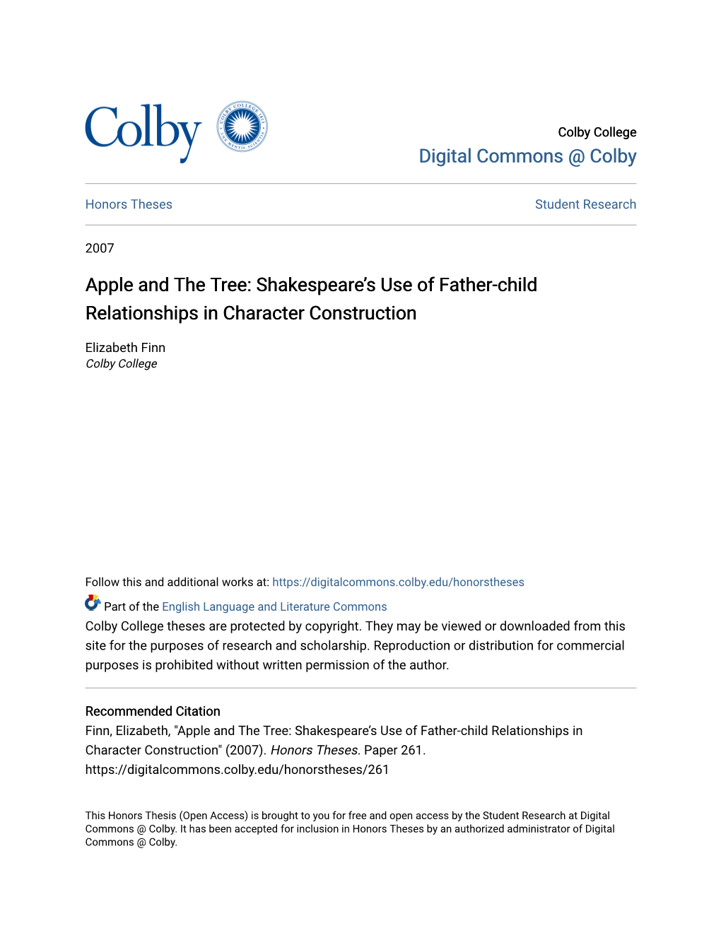 Shakespeare's Use of Father-Child Relationships in Character