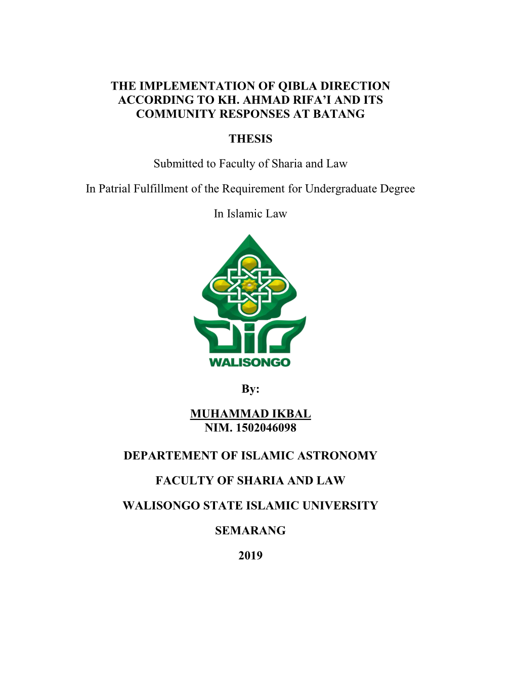 The Implementation of Qibla Direction According to Kh